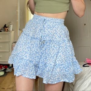 SOLD Princess Polly Blue and White Flower Skirt